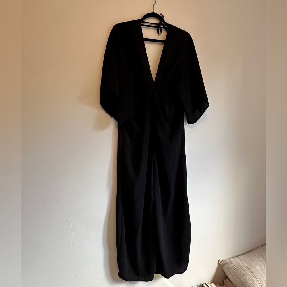 ASOS Black Jumpsuit with Tie Neck and Zip Closure size 8